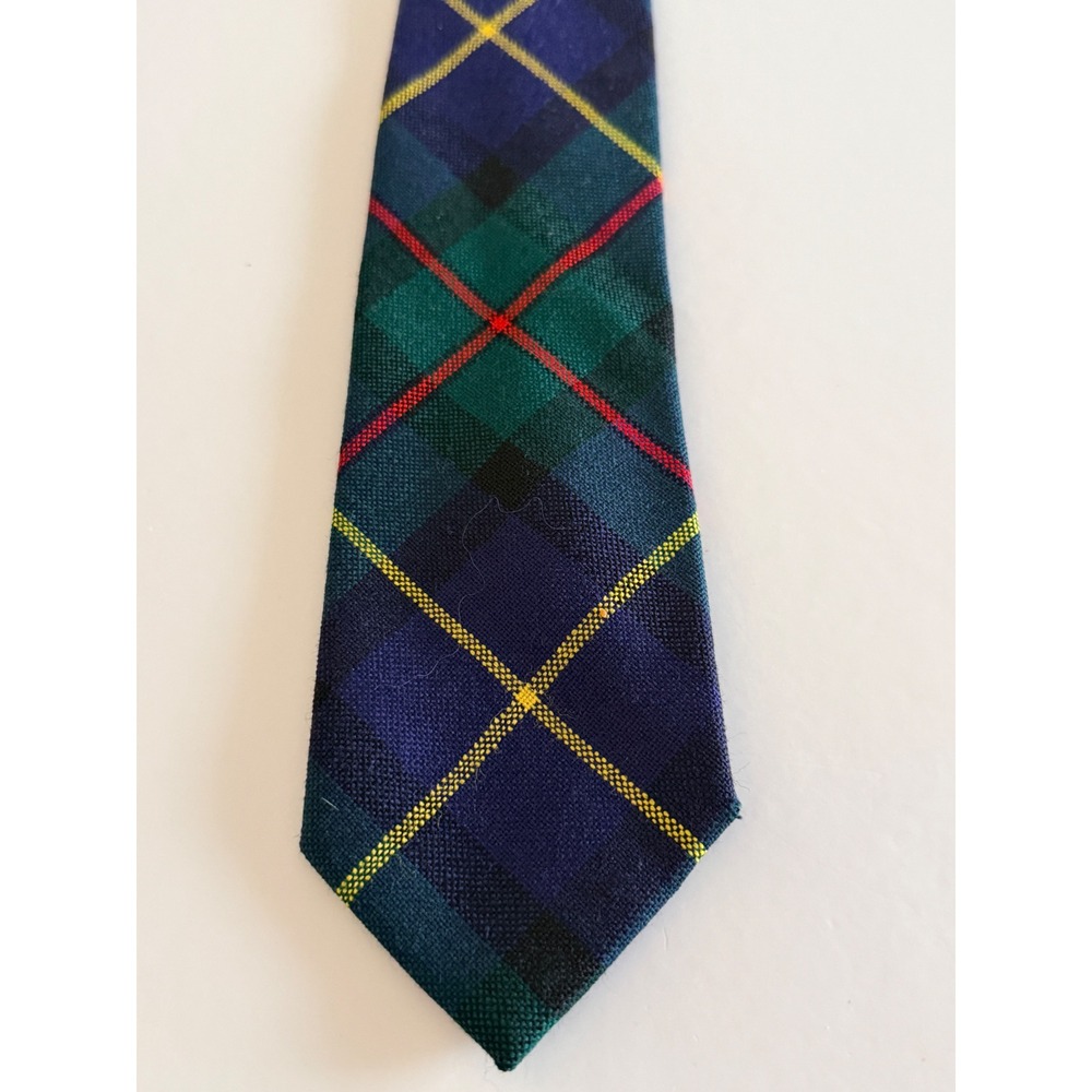 MacLeod Plaid Necktie Blue Green Wool Tartan Made in Scotland Heritage Office